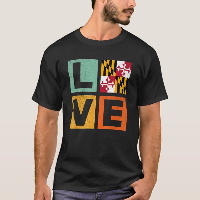 Maryland Flag  Love Maryland T-Shirt (Vorderseite)