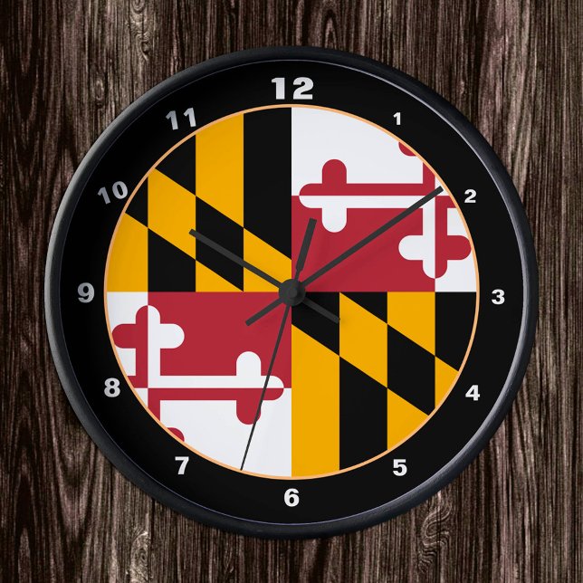 Maryland Flag & Maryland fashion/design USA Runde Wanduhr (Von Creator hochgeladen)