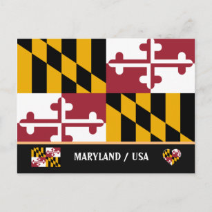 Maryland Flag & Maryland Staat USA/Amerika Postkarte