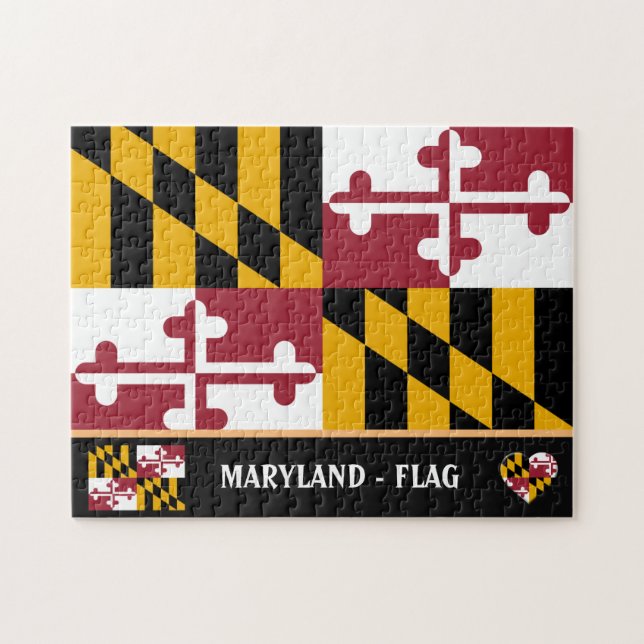 Maryland Flag & Maryland Staat USA/Amerika Puzzle (Horizontal)