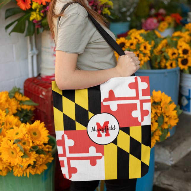 Maryland Flag Mit Monogramm Tote Bag (Von Creator hochgeladen)