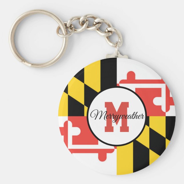 Maryland Flag Monogram Personalisierter Schlüssela Schlüsselanhänger (Vorne)