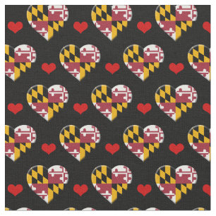 Maryland Flag & Red Heart mode Fabric / USA Stoff