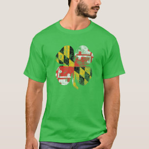 Maryland Flag Shamrock Irish St Patricks Day Coupl T-Shirt