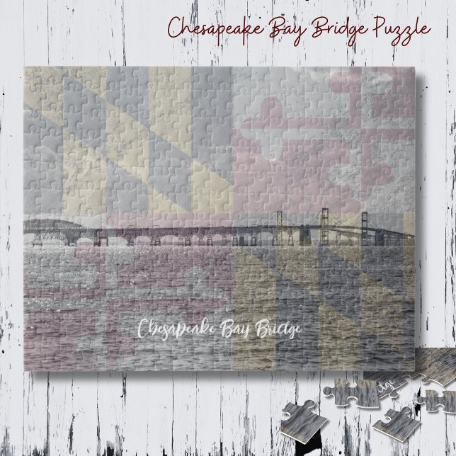 Maryland Flag und Chesapeake Bay Bridge Puzzle (Chesapeake Bay Bridge puzzle can be personalized. A touch of Maryland!)