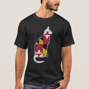 Maryland-Flagge Calico-Katze Vintage abgenutzt ver T-Shirt