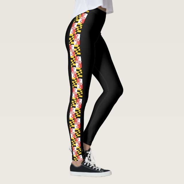 Maryland-Flagge, die Streifen-Leggings-Yoga-Hosen Leggings (Rechts)