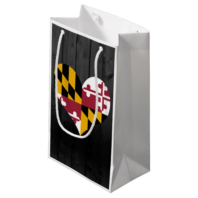 Maryland-Flagge gefärbt Kleine Geschenktüte (Vorderseite Schrägansicht)