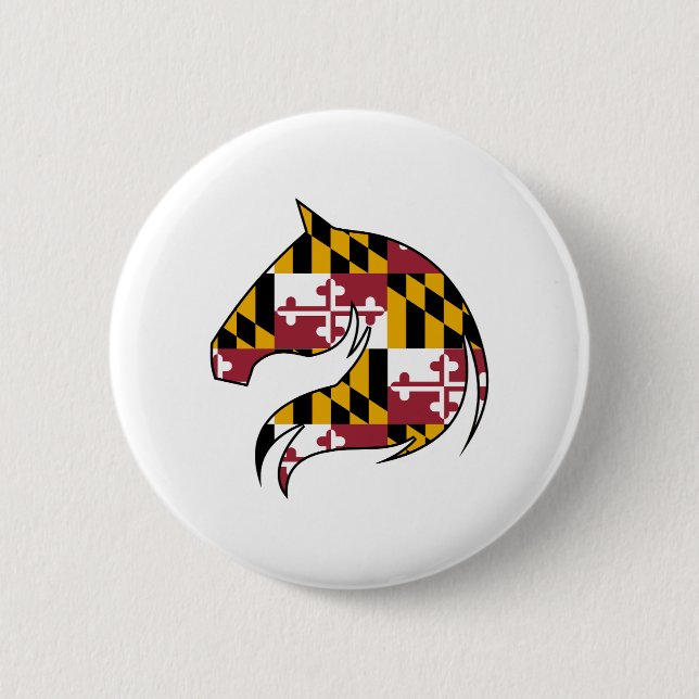Maryland-Flagge-Horse-Button Button (Vorderseite)