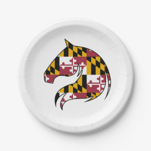 Maryland-Flagge Pferdekopf-Papier spielt Pappteller