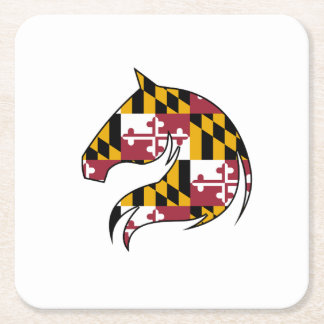 Maryland-Flagge Pferdekopf quadratischer Papier-Ge Rechteckiger Pappuntersetzer