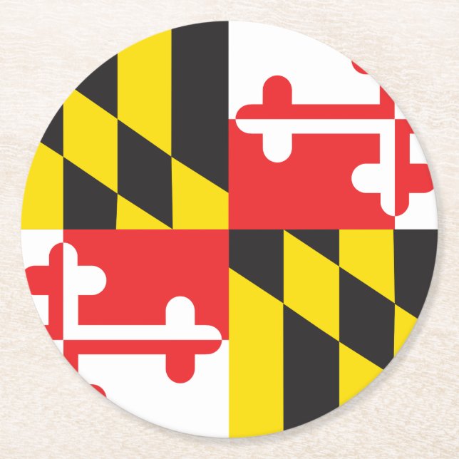 Maryland-Flagge Runder Pappuntersetzer (Vorderseite)