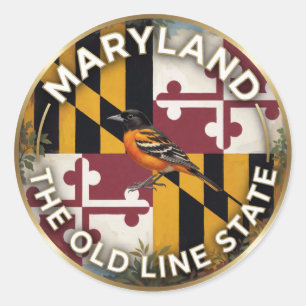 Maryland-Flagge und Baltimore-Oriole-Erbe Runder Aufkleber