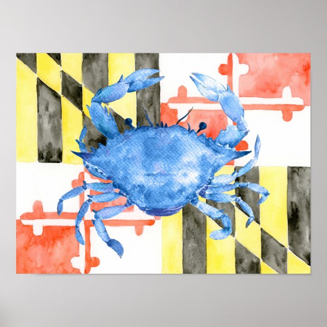 Maryland-Flagge und blaue Krabbe Poster (Vorne)