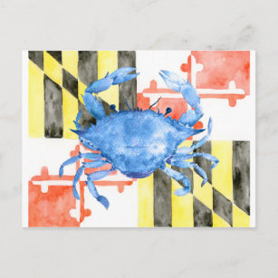 Maryland-Flagge und blaue Krabbe Postkarte