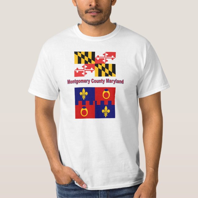 Maryland-Flagge und Montgomery County Flaggen-T - T-Shirt (Vorderseite)