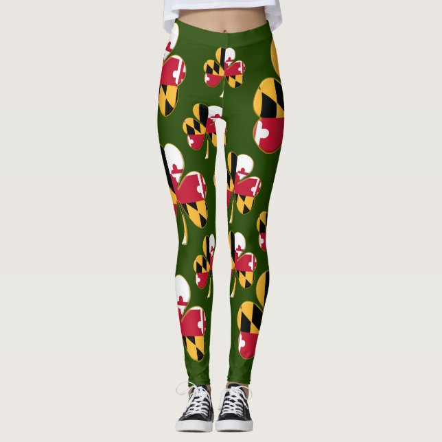 Maryland-Flaggen-Kleeblatt Leggings (Vorderseite)