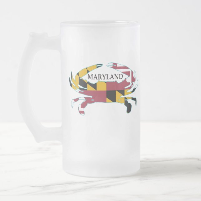 Maryland-Flaggen-Krabben-mattierte Tasse (Links)