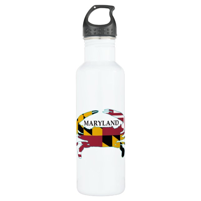 Maryland-Flaggen-Krabben-Sport-Flasche Edelstahlflasche (Vorderseite)
