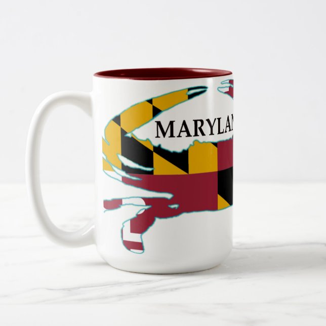 Maryland-Flaggen-Krabben-Tasse Zweifarbige Tasse (Links)