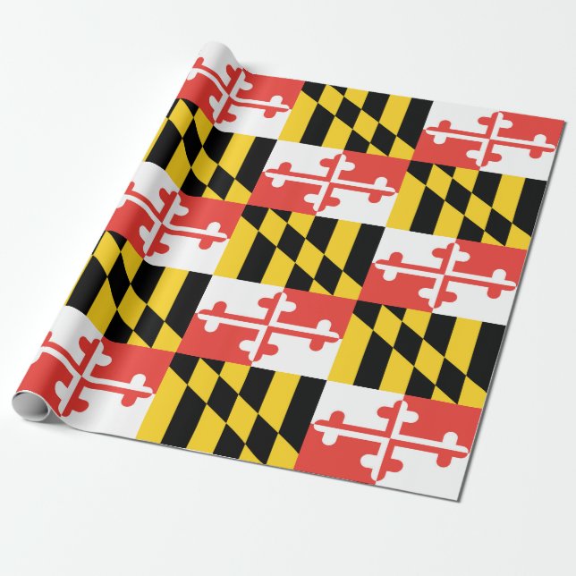 Maryland-Flaggen-Packpapier, 30" x 6' Geschenkpapier (Ungerollt)