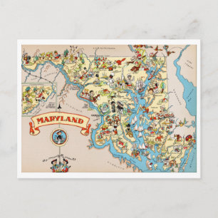 Maryland Funny Vintag Map Postkarte
