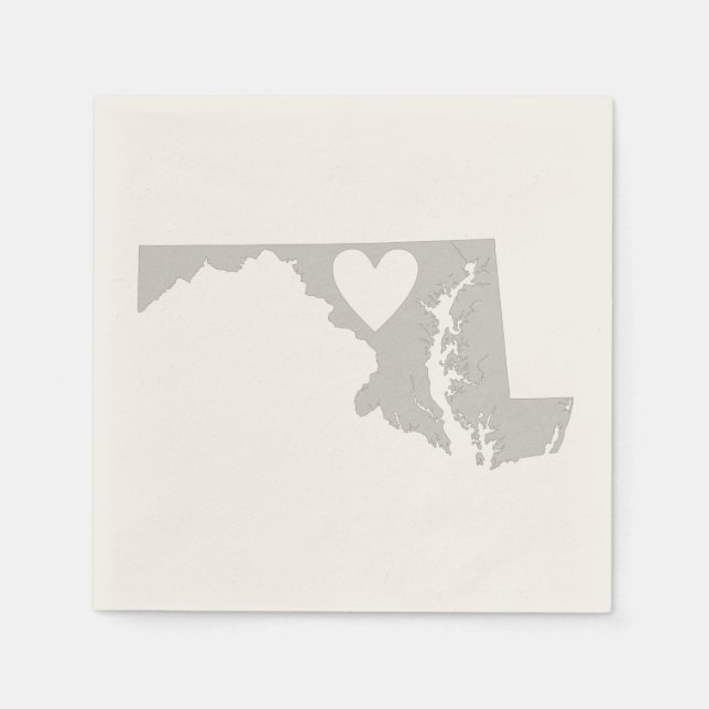 Maryland Gray Map Shape Heart Cutout Paper Party Serviette (Vorderseite)