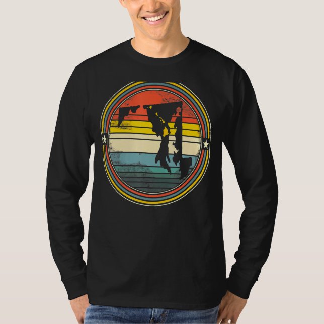 Maryland Hawaii Roots Origin Staat Map Retro Funn T-Shirt (Vorderseite)