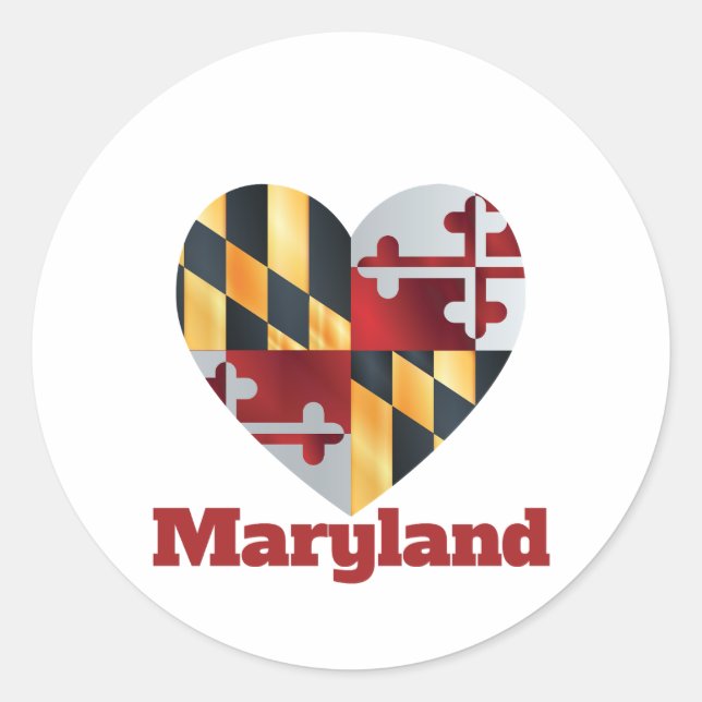 Maryland Heart Flag Runder Aufkleber (Vorderseite)