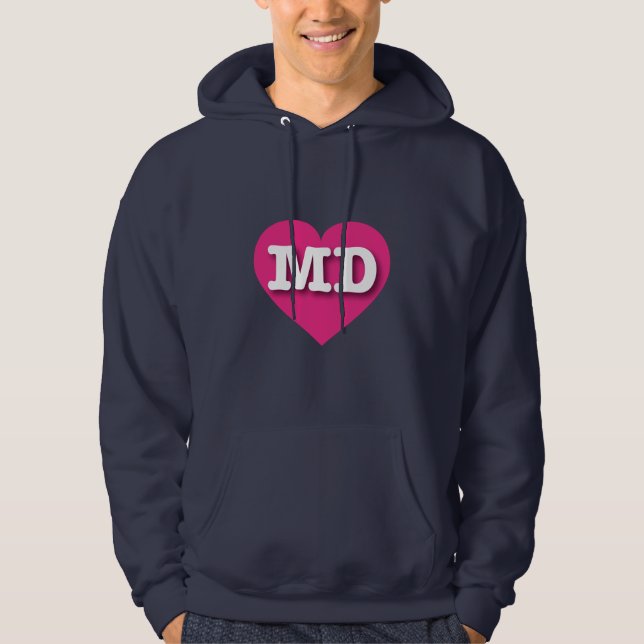 Maryland Hot Pink Heart - I Liebe MD Hoodie (Vorderseite)
