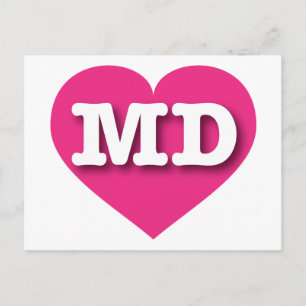 Maryland Hot Pink Heart - I Liebe MD Postkarte