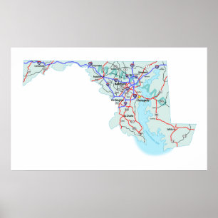 Maryland Interstate Map Print Poster