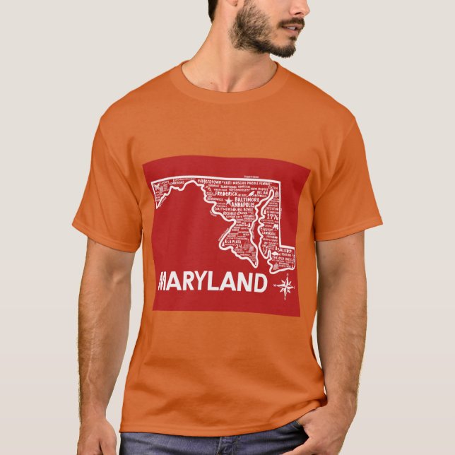 Maryland Karte T-Shirt (Vorderseite)