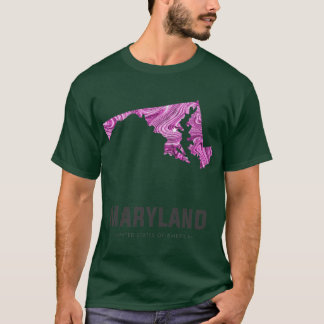 Maryland-Kartenkunst abstrakt in Lila T-Shirt