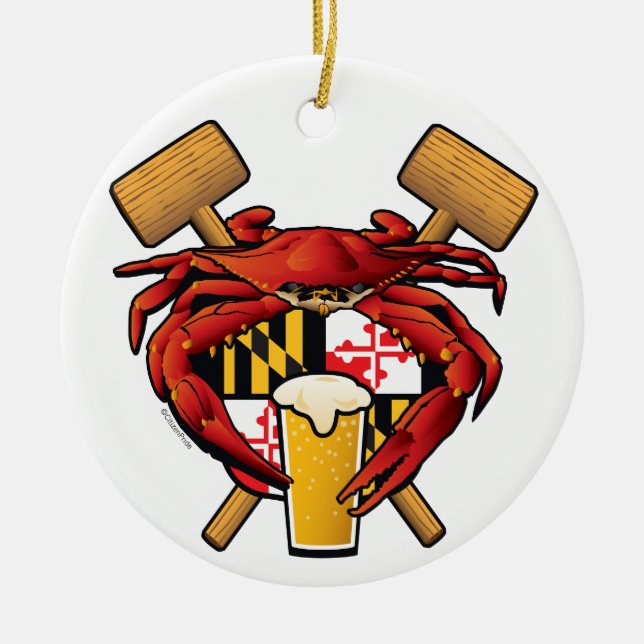 Maryland-Krabben-Fest-Wappen Keramik Ornament (Vorne)