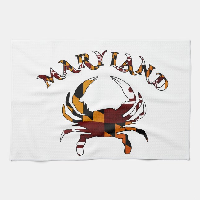 Maryland-Krabben-Flagge Geschirrtuch (Horizontal)