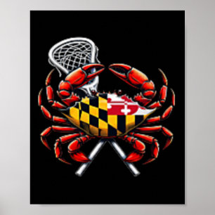 Maryland Lacrosse Crab Sports Enthusiasten Fan Poster