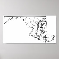 Maryland Landkreises Blank Kontur Map