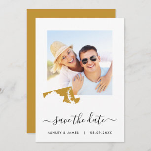 Maryland Map Foto Wedding Save the Date Card