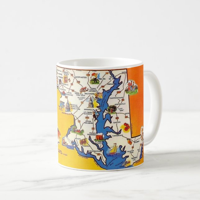  Maryland Map Postcard Mug Kaffeetasse (VorderseiteRechts)