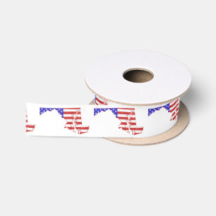 Maryland Map Shaped American Flag Patriotic Satinband