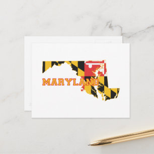 Maryland Map Shaped State Flag Name Marylander Postkarte