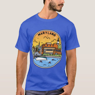 Maryland MD Illustrated Badge Retro Vintage Nature T-Shirt