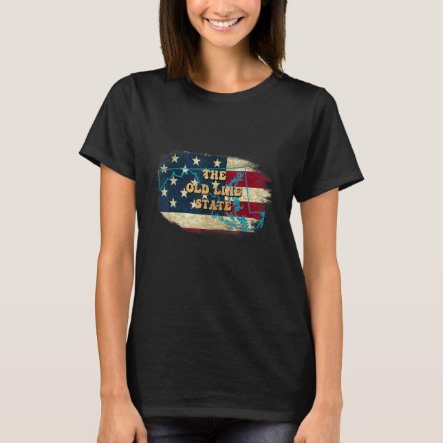 Maryland Md Us Flag Motto T-Shirt (Vorderseite)