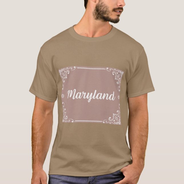 Maryland Monogram Boho Stil Pastell Rosa T-Shirt (Vorderseite)