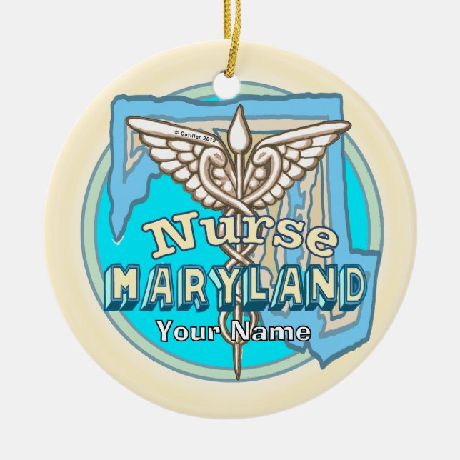 Maryland Nurse Caduceus  Keramik Ornament (Vorne)
