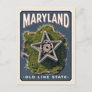 Maryland Old Line State Sternfort Luftansicht Postkarte