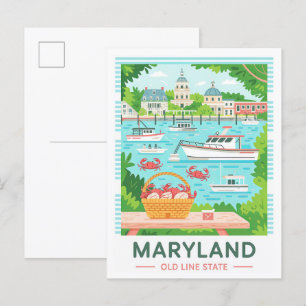 Maryland Old Line State USA Sommer Reise Postkarte