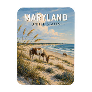 Maryland Pferd Illustration Reise Kunst Vintage Magnet