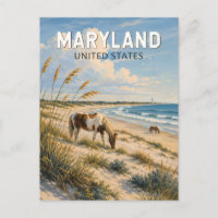 Maryland Pferd Illustration Reise Kunst Vintage
